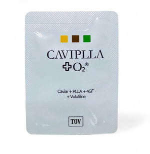 Tov Beauty HOP+ CAVIPLLA+O2 Advanced Volumizing Serum cream in travel-friendly packaging, shown individually sealed.