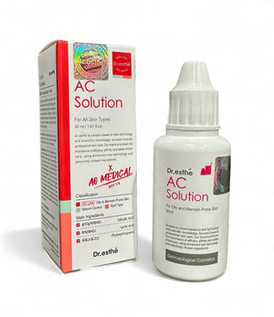 Dr. Esthe AC Solution 30ML bottle for anti-inflammatory skin treatment, featuring a sleek design and clear label.