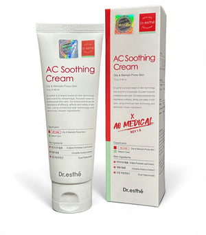 Dr. Esthe AC Soothing Cream 70 g in a jar, showcasing a smooth, creamy texture ideal for calming irritated skin.