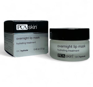 PCA Skin Overnight Lip Mask in a jar, designed for hydration and nourishment of lips during sleep.