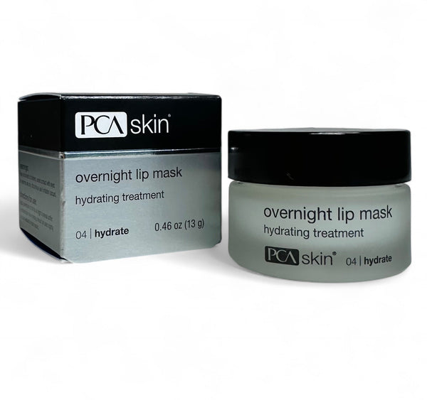 PCA Skin Overnight Lip Mask in a jar, designed for hydration and nourishment of lips during sleep.