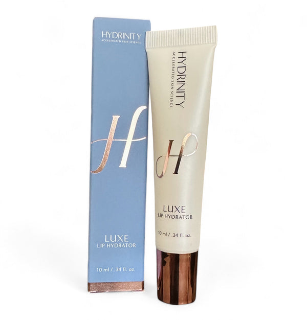 Hydrinity LUXE Lip Hydrator in a sleek tube, showcasing its rich formula for soft, hydrated lips.