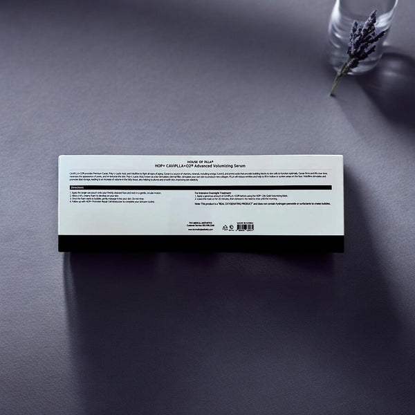 Tov Beauty HOP+ CAVIPLLA+O2 Advanced Volumizing Serum cream in travel-friendly packaging, individually sealed for convenience.