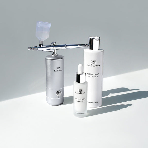 Le Mieux Oh My Glow Activator toner with ionized oxygen infuser in sleek bottle, designed to refresh and energize the skin.