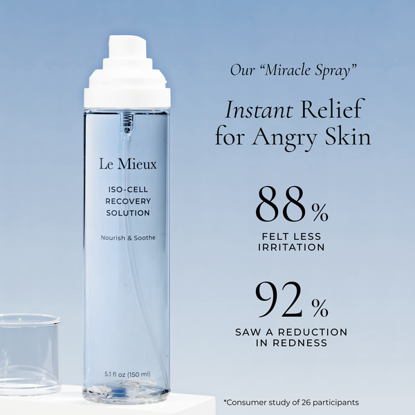 Le Mieux Iso-Cell Recovery Solution toner bottle with pump, designed for skin hydration and revitalization.
