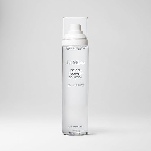 Le Mieux Iso-Cell Recovery Solution toner in a 5oz bottle with a cap, designed for skin rejuvenation and hydration.