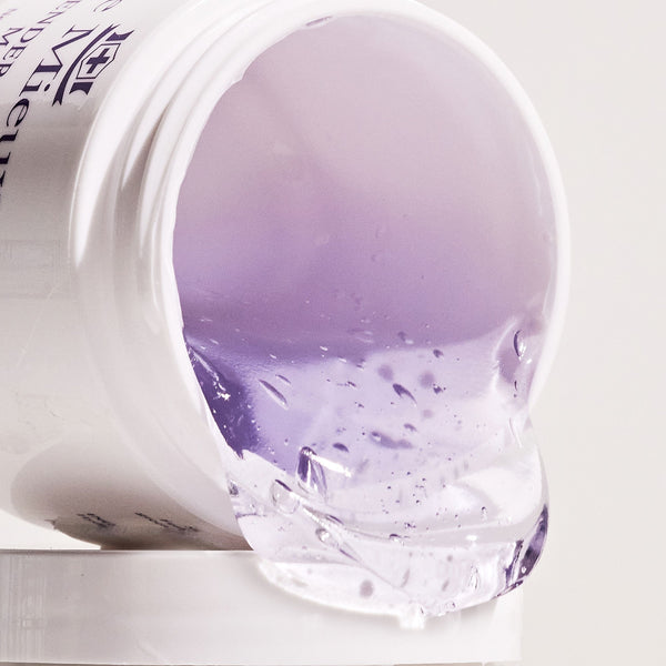 Le Mieux lavender floral mask featuring a soft fabric with lavender and floral pattern, designed for face coverage and comfort.