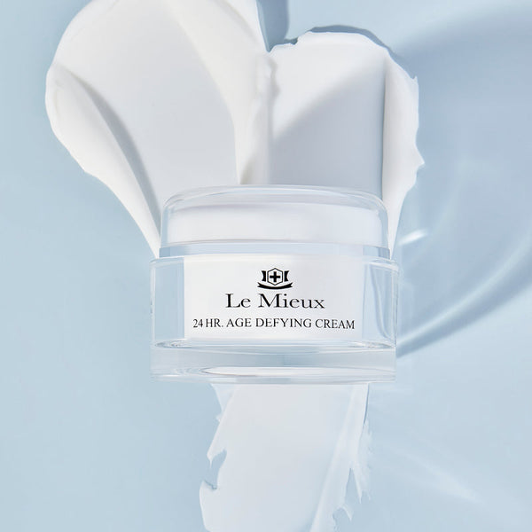 Le Mieux Lift & Sculpt 24hr Age Defying Cream in a jar, designed for moisturizing and lifting skin.