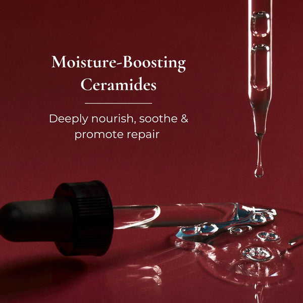 Le Mieux Derma Relief Serum with ceramides, showcasing a sleek bottle of skincare serum for soothing and hydrating skin.