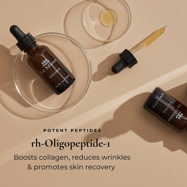 Le Mieux EGF-DNA Serum bottle with dropper, featuring sleek packaging and clear labeling for skincare serum application.