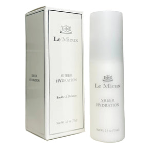 Le Mieux Sheer Hydration serum in a sleek 2.5oz bottle with a clear label, showcasing its lightweight texture.