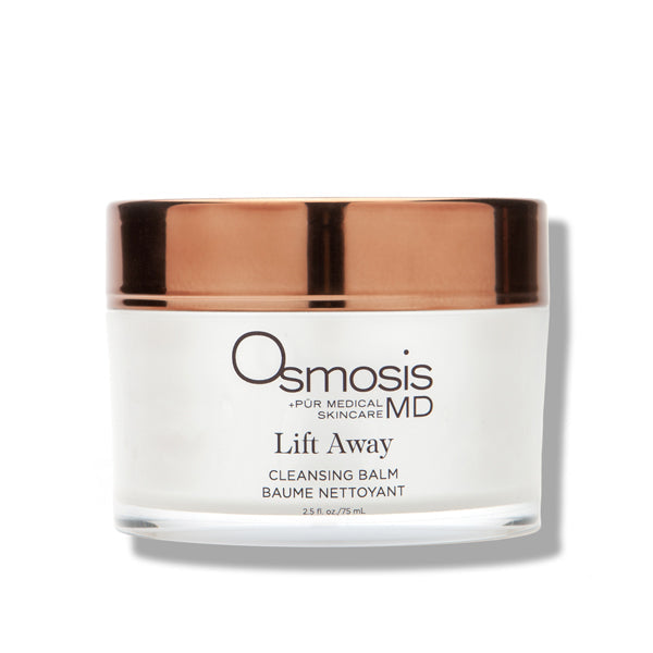 Osmosis MD Lift Away Cleansing Balm in a jar, showcasing a rich, creamy texture for effective makeup removal.