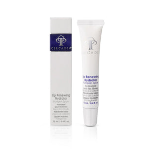 Circadia Lip Renewing Hydrator in Peppermint Mocha gel cleanser packaging with a festive pumpkin design and product label.