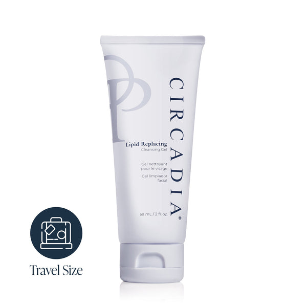 Circadia Lipid Replacing Cleansing Gel in an 8.2 oz bottle, showing the clear gel cleanser with a pump dispenser.