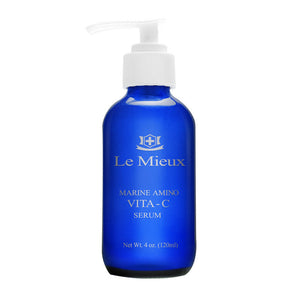 Le Mieux Marine Amino Vita-C Serum in a 4 oz bottle, featuring a clear liquid texture and modern packaging design.