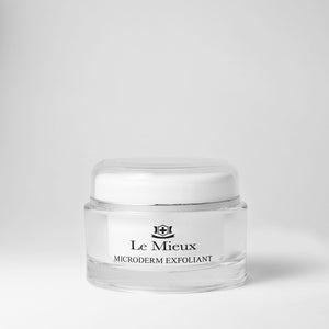 Le Mieux Microderm Exfoliant jar showing textured exfoliating cream for smooth, radiant skin.