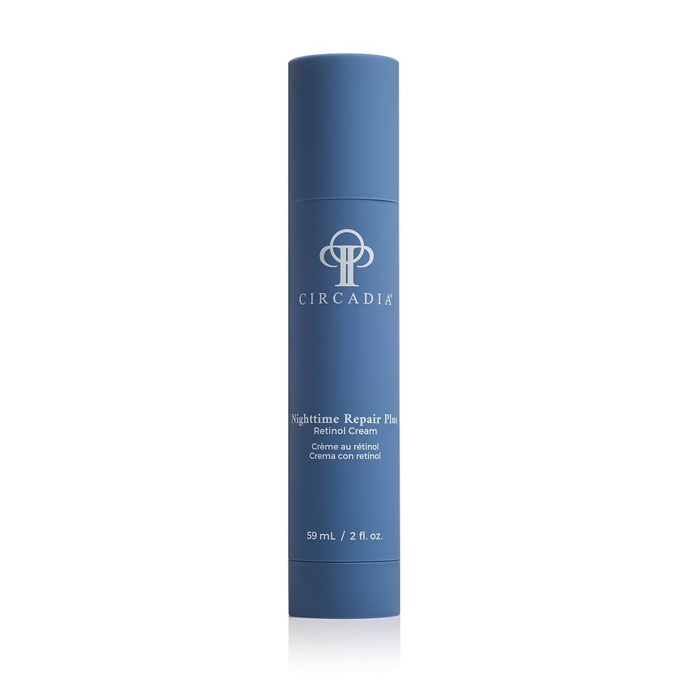 Circadia Nighttime Repair Plus Retinol Cream jar showing creamy night cream for skin rejuvenation and repair.