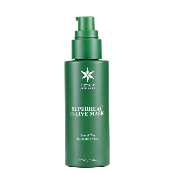 Phyto-C Skin Care Superheal O-Live Mask in a jar with a creamy texture, ideal for nourishing and hydrating skin.