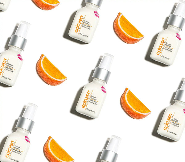 Epicuren Discovery After Bath Body Moisturizer in Orange Blossom, showcasing creamy texture and vibrant orange floral design.