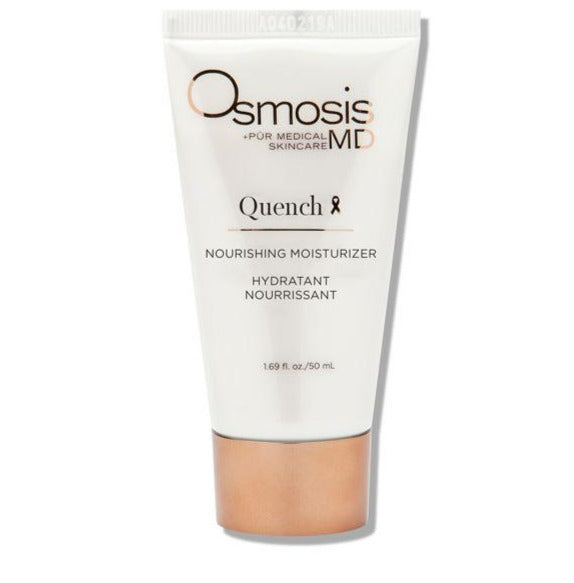 Osmosis Beauty Quench Nourishing Moisturizer in a sleek jar with a creamy texture, ideal for hydration.