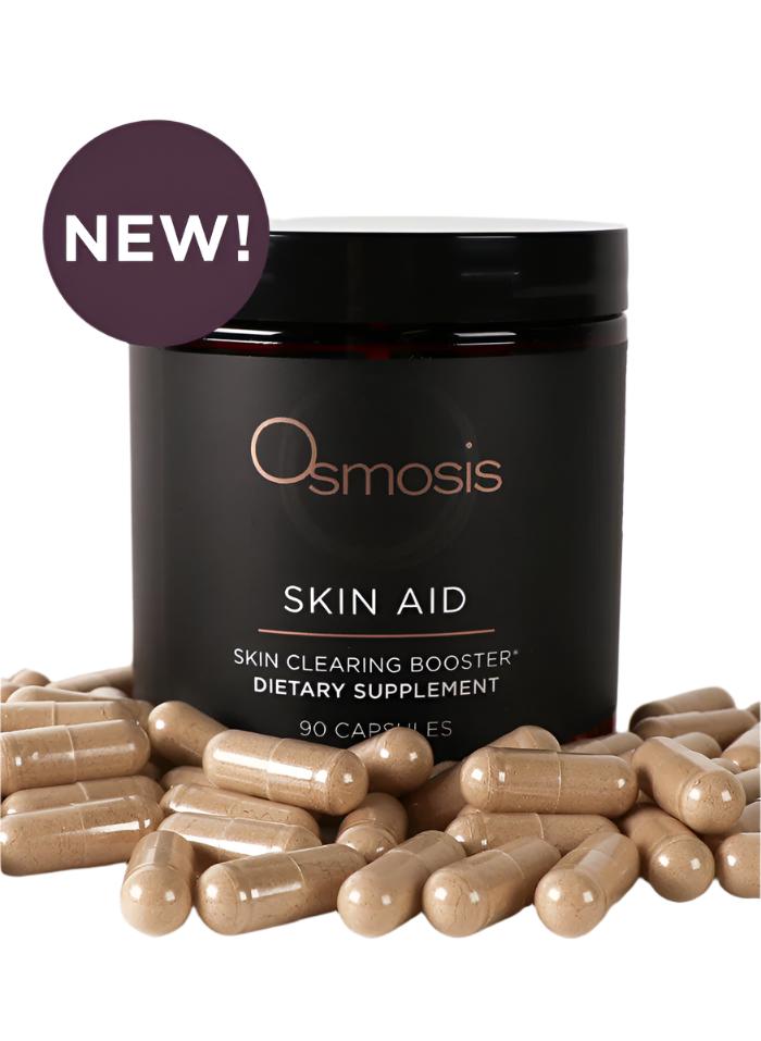 Osmosis Skin Aid Clearing Booster vitamins in a dropper bottle, designed for clear and healthy skin.