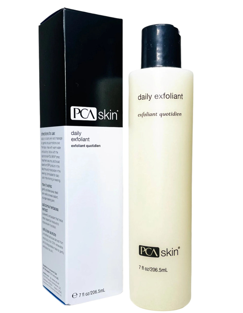 PCA Skin Daily Exfoliant 7 fl oz bottle with a clean label and product details, displayed on a neutral background.