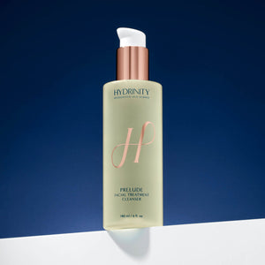 Hydrinity Prelude Facial Treatment Cleanser in a sleek bottle, showcasing its gentle formula for clean, refreshed skin.