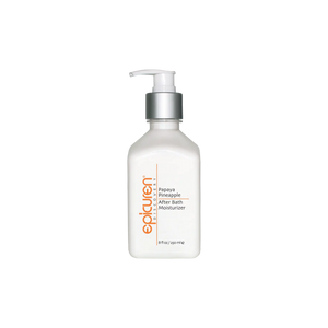 Epicuren Papaya Pineapple After Bath moisturizer in an 8oz bottle, featuring a tropical fruit design and creamy texture.
