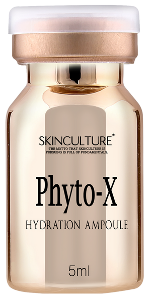 SKINCULTURE Phyto-X Hydration Ampoule in a clear dropper bottle with a light blue label and a hydrating serum texture.
