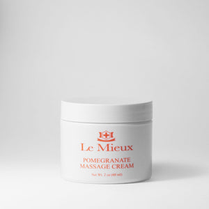 Le Mieux Pomegranate Body Massage Cream in a 2oz jar, featuring a smooth texture and vibrant pomegranate scent