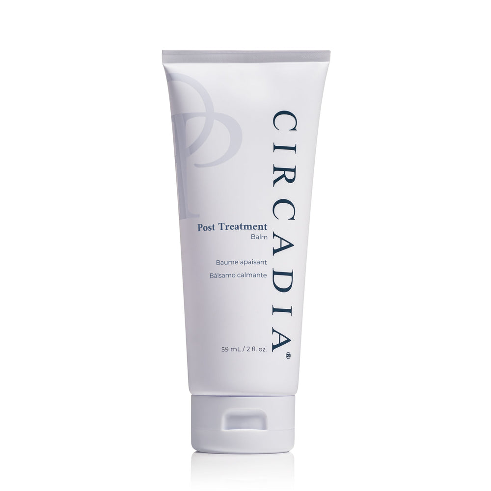 Circadia Post Treatment Balm moisturizer in a jar, designed for post-peel skin care, with a smooth, creamy texture.
