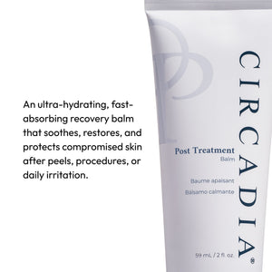 Circadia Post Treatment Balm moisturizer in a jar, designed for soothing skin after peels or facial treatments.