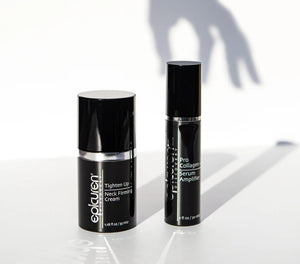 Epicuren Discovery Quench Duo anti-aging skincare products displayed in elegant packaging on a lifestyle backdrop.
