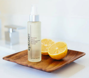 Epicuren Discovery Protein Mist Enzyme Toner in a 4 Fl Oz bottle with a refreshing mist spray in a natural setting.
