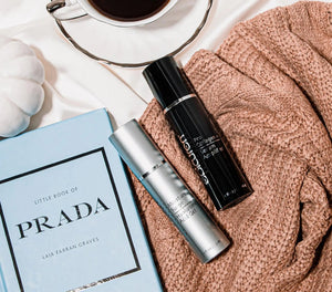 Epicuren Discovery Quench Duo anti-aging skincare set displayed in a lifestyle setting with sleek packaging and products.