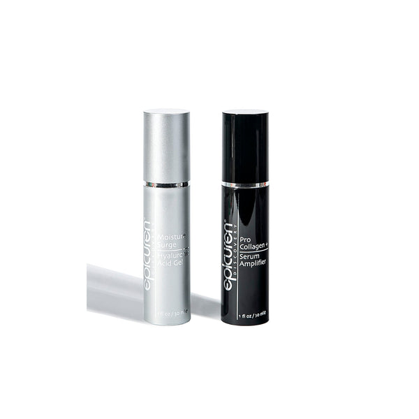 Epicuren Discovery Quench Duo anti-aging skincare set featuring moisturizing creams in elegant packaging.