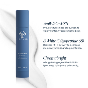 Circadia Radiant Veil Brightener night cream jar with white lid and clear labeling, designed for skin brightening and radiance.