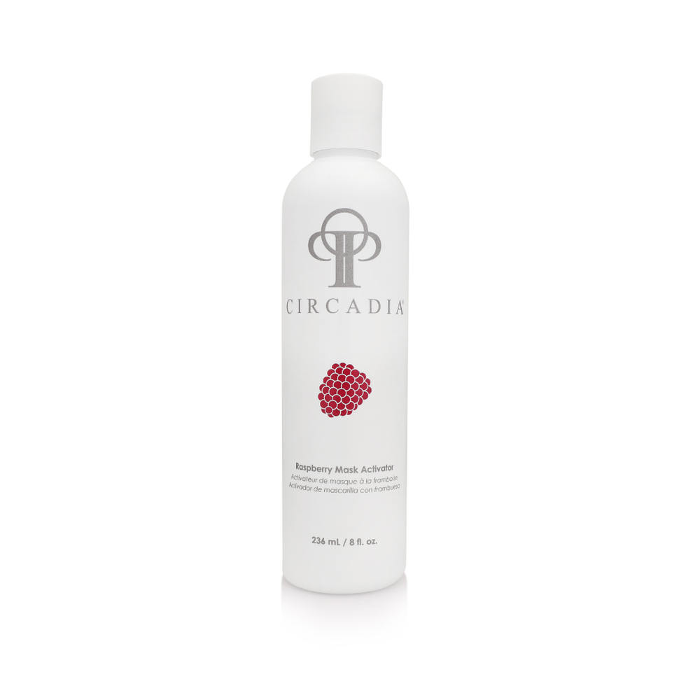 Circadia Raspberry Enzyme Activator gel cleanser with raspberry extract in a clear tube, ready for skincare use.