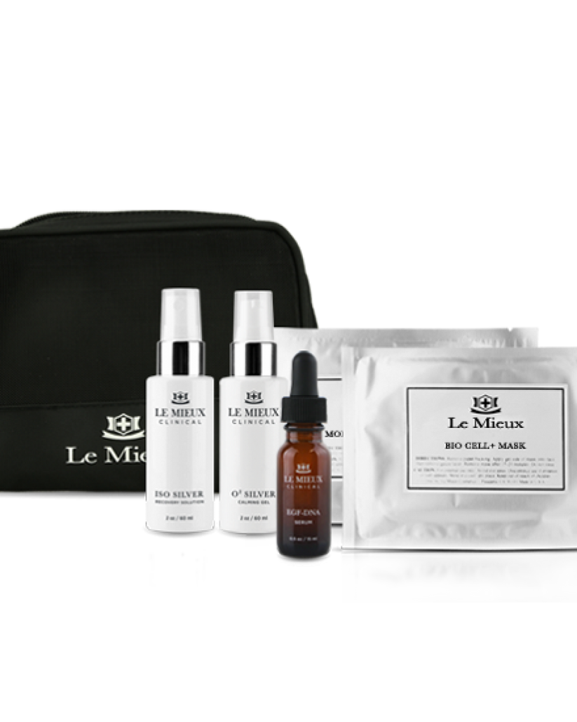Le Mieux Clinical Post-Care Recovery Kit featuring face cream and essential skincare products for post-treatment care.