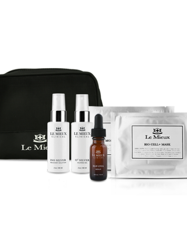 Le Mieux Clinical Post-Care Recovery Kit featuring face cream and essential skincare products for post-treatment care.