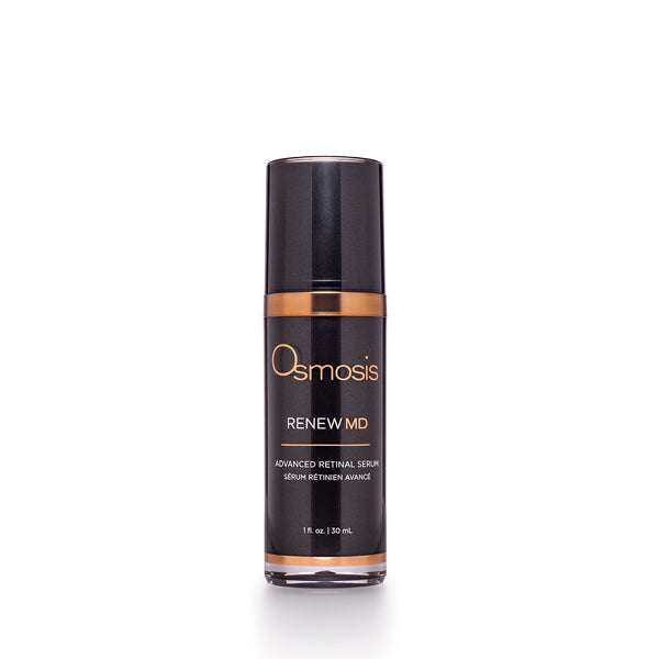Osmosis Beauty Renew MD Advanced Retinal Serum in a 30mL bottle, showcasing the sleek packaging and label design.