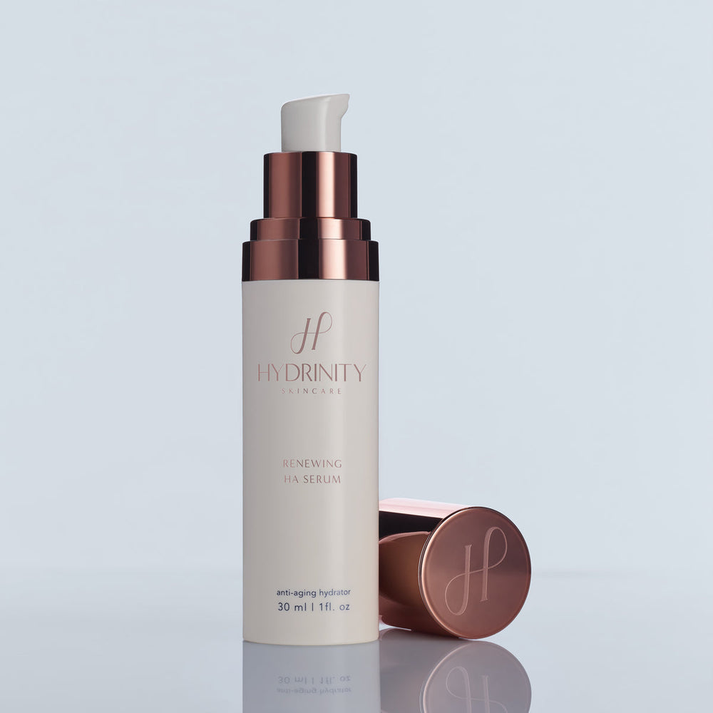 Hydrinity Age Renewal Kit featuring hydration bottles and box, designed for skin rejuvenation and moisture restoration.