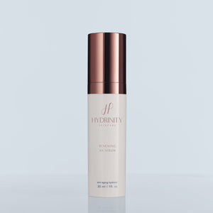 Hydrinity Renewing HA Serum with PPM⁶ Technology in a clear bottle, showcasing its lightweight texture for skincare.