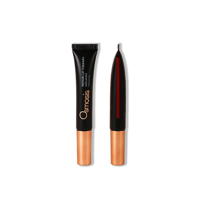 Osmosis Beauty Repair Lip Therapy in ruby shade, showcasing a sleek tube with a vibrant color for lip hydration.