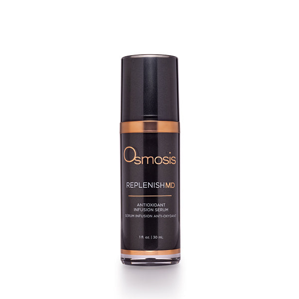 Osmosis Beauty Replenish MD Antioxidant Infusion Serum in a 30mL bottle with a dropper for skincare application.