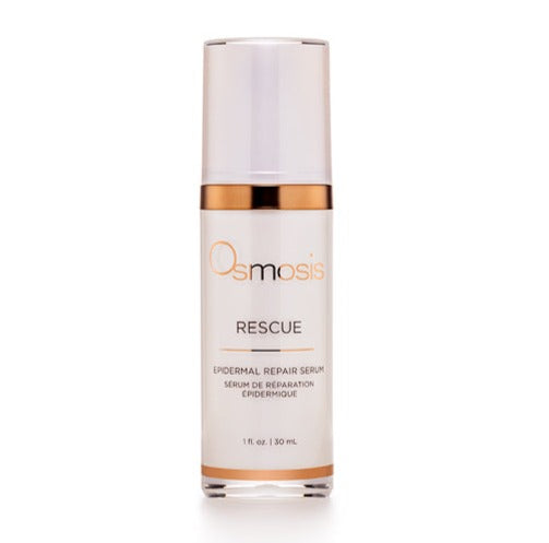 Osmosis Beauty Rescue Epidermal Repair Serum in a 30mL bottle, showcasing its sleek packaging with a dropper.