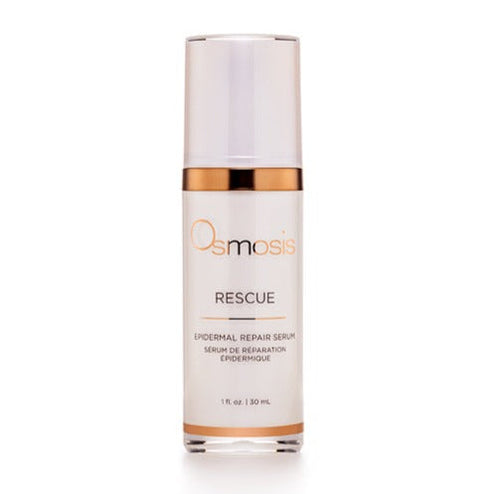 Osmosis Beauty Rescue Epidermal Repair Serum in a 30mL bottle, showcasing its sleek packaging with a dropper.