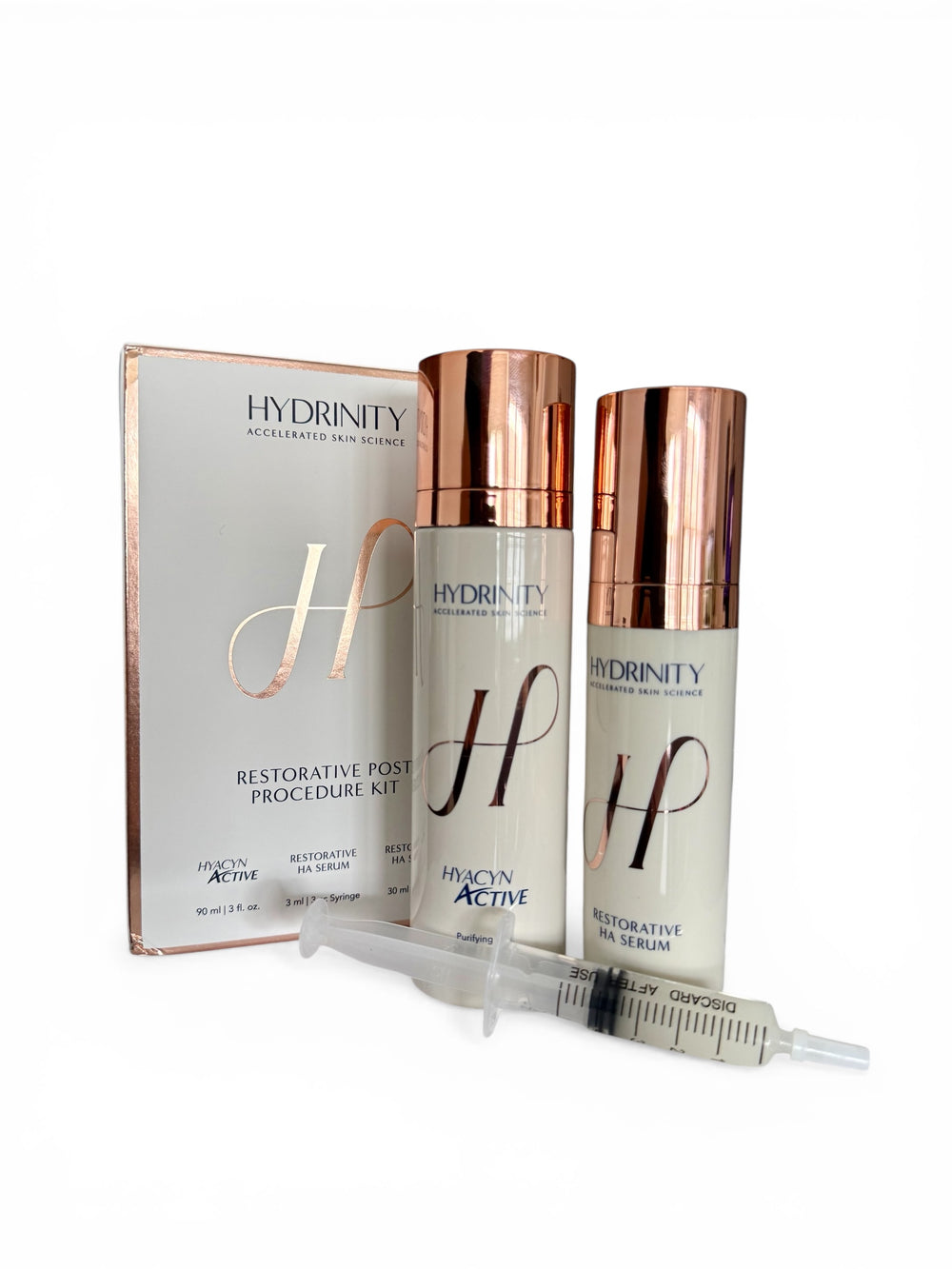 Hydrinity Restorative Post Procedure Kit featuring hydration products for skin recovery and revitalization.