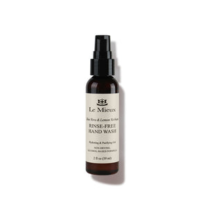 Le Mieux Aloe Vera & Lemon Verbena rinse-free hand wash in a 2 oz bottle with a clear label and pump top.