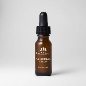Le Mieux Rx Complex Serum in a 0.5 oz bottle, featuring a clear serum with a sleek design, for skincare and hydration.